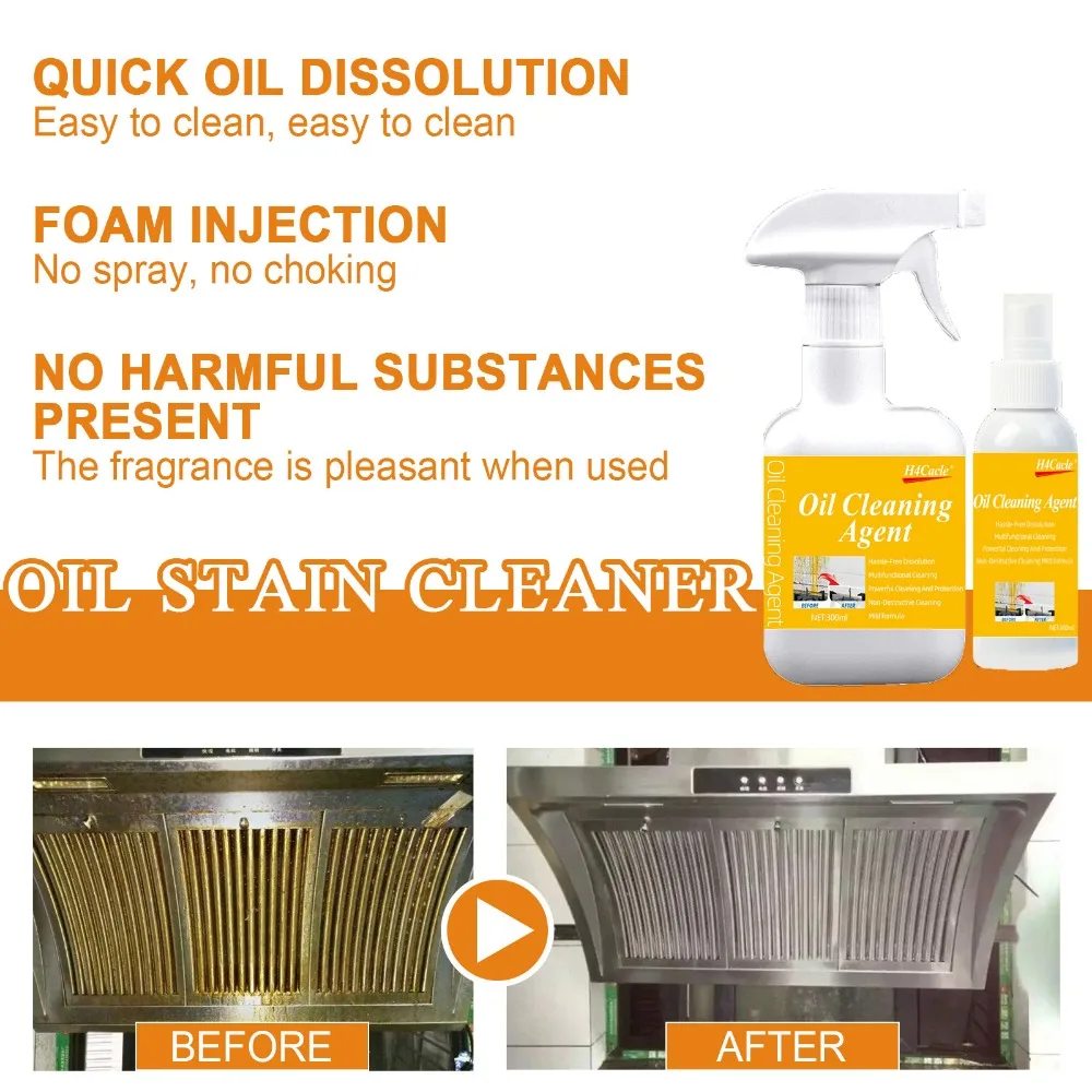 Heavy Oil Cleaner Powerful Kitchen Oil Stain Degreaser Oil Stains Remover Cleaning Grills Ovens Home Cooktop Cleaning Spray