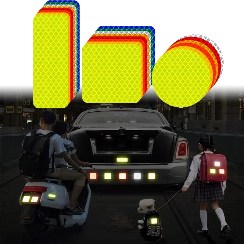 20pcs Car Bumper Reflective Stickers Reflective Warning Strip Tape Secure Auto Motorcycle Bike Reflector Stickers Decals