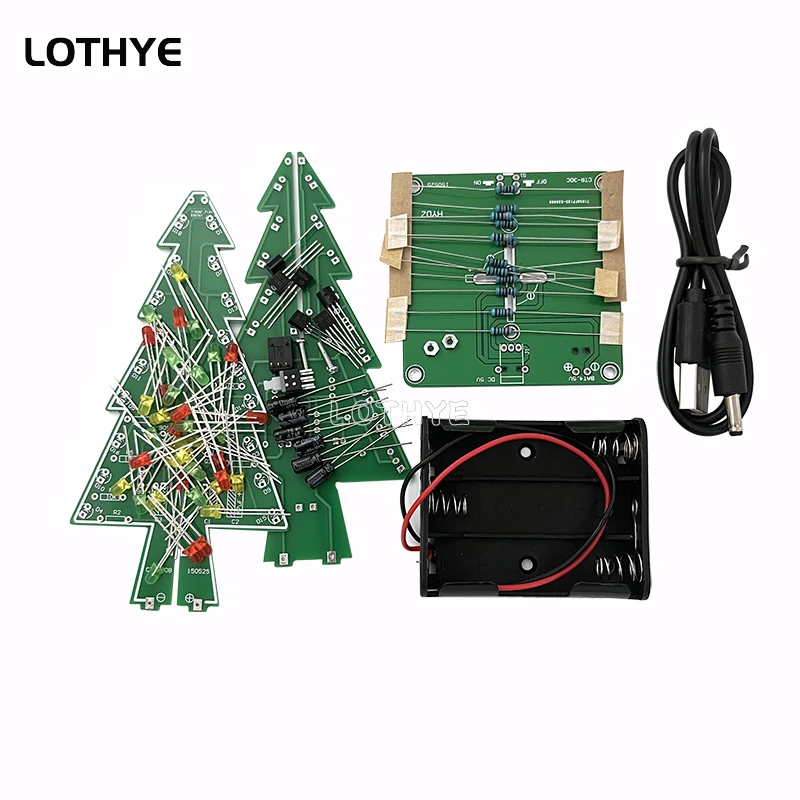 

DIY LED Flash Kits DIY Electronic Kit 3D Christmas Tree Soldering Assembly 3 Color / 7 Color Speaker Atmosphere Kit DC 4.5V-5V