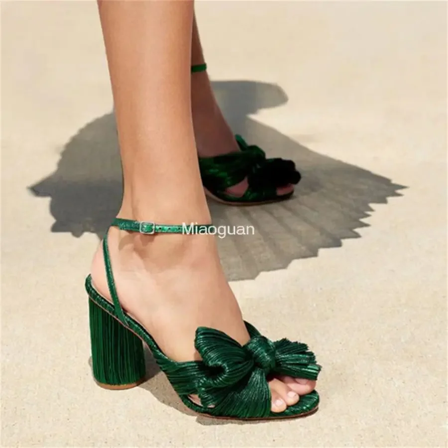 2023 Summer Brand Luxury Designer High Quality Open Peep Toe Bowknot High Heels Women Sandals Party Dress Fashion Wedding Shoes