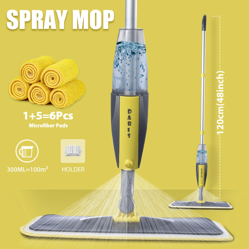 SDARISB 360° °   Obrotowy mop z mikrofibry w sprayu do czyszczenia podłóg Magiczny wielofunkcyjny mop do czyszczenia podłóg z podkładkami wielokrotnego użytku