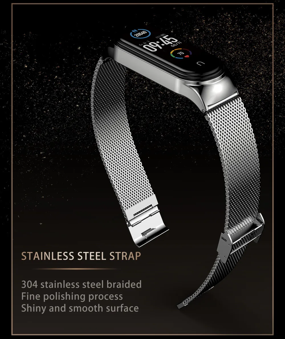 Milanese Wristband for Xiaomi Mi Band 6 5 4 3 Stainless Steel Strap for Mi Band 5 6 Bracelet on Miband 3 4 Correa Smart Watch