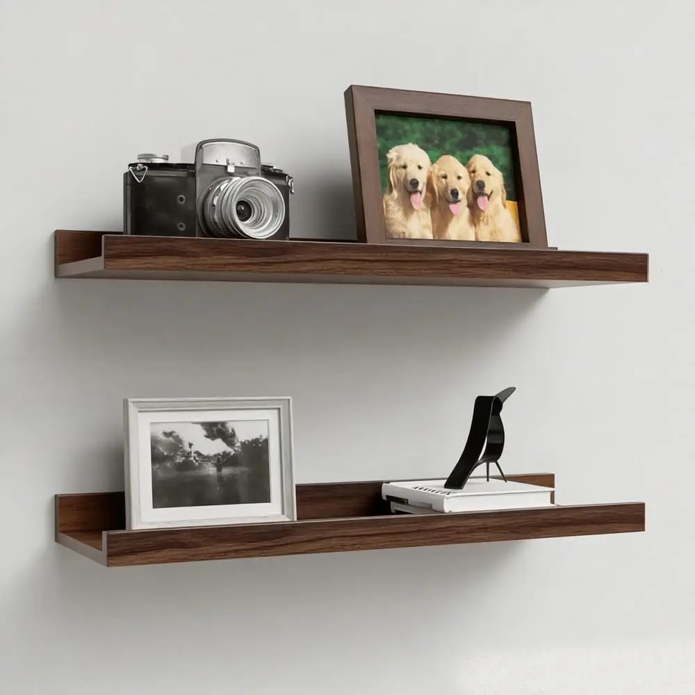

Floating Shelves Set of 2, Farmhouse Wall Shelves with Lip, Display Picture Ledge Shelf for Bedroom, Living Room, Bathr
