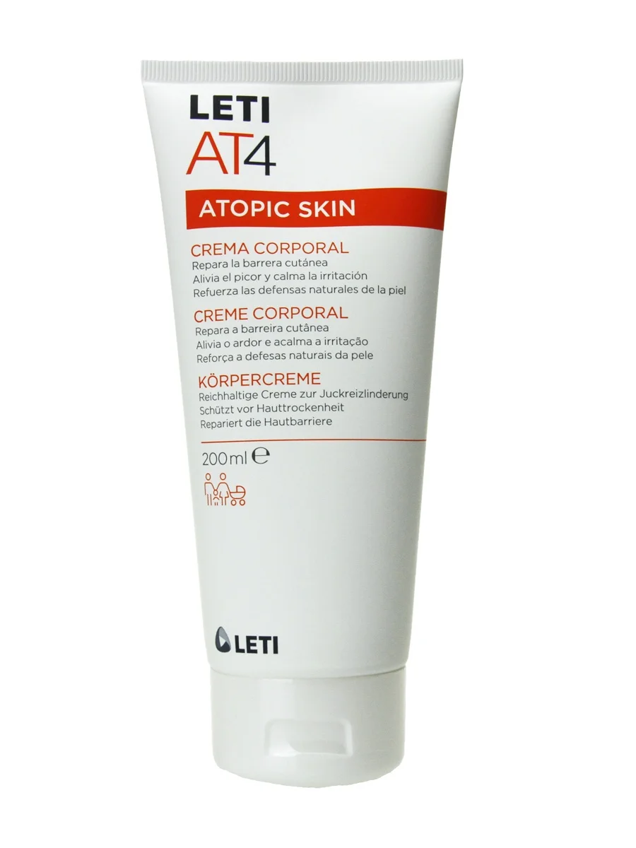 Leti at-4 emollient body cream 200 ml. -Hydration of atopic and irritated skin