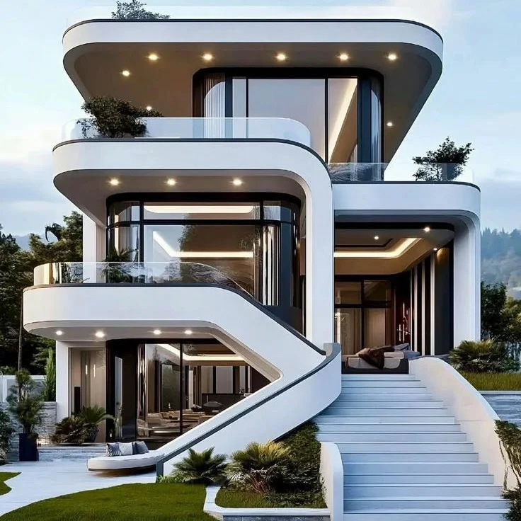 New Design Three Storey Prefab House Prefabricated 5 Bedrooms  Villa Light Steel Frame House with Furniture