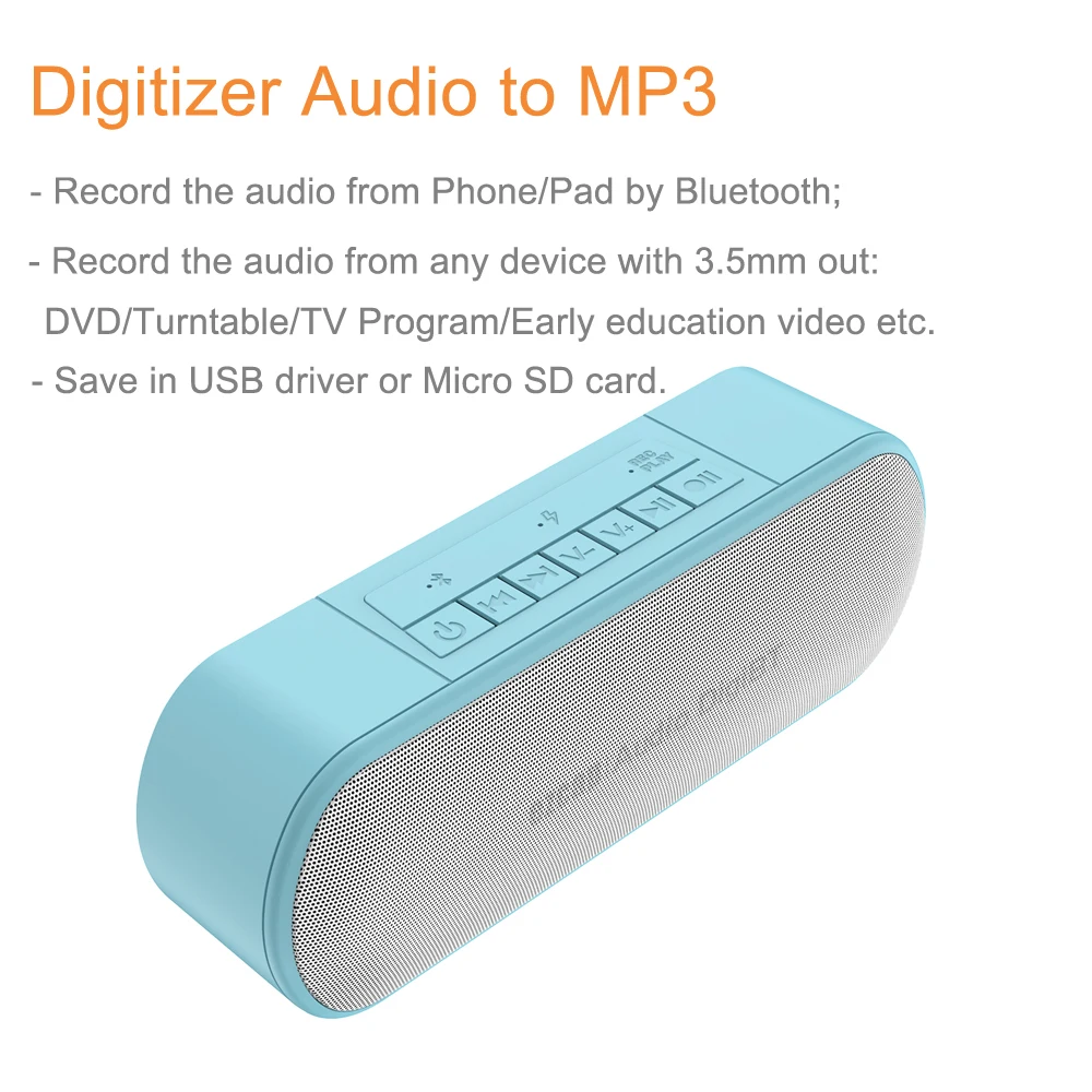 

Mini Car Bluetooth Speaker Phone Audio Record To USB Drive TF Card Mp3 Player Computer PC Audio Capture Card Kids Promotion Gift