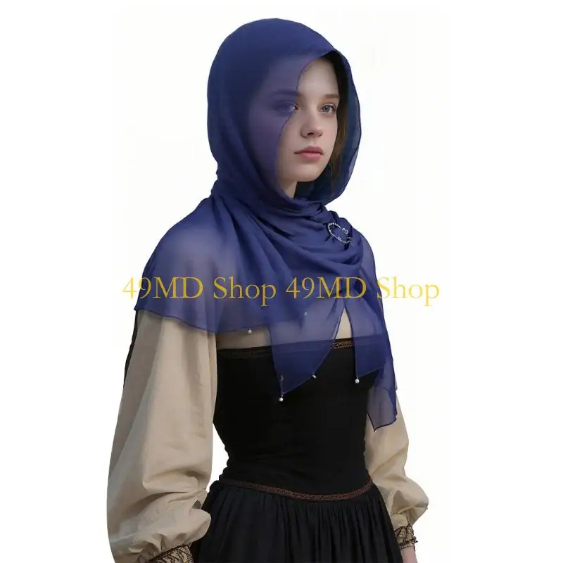 49MD Post Apocalyptic Medieval Hooded Shawl Pearls Accent Capes Vikingly Renaissances Festival