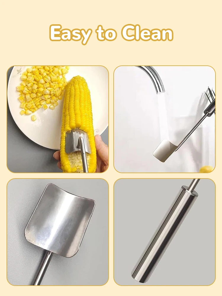 Creative Stainless Steel Corn Cob Peeler Planer Tool with Ergonomic Handle Corn Stripper Quick Removing Corn Kernel Removing