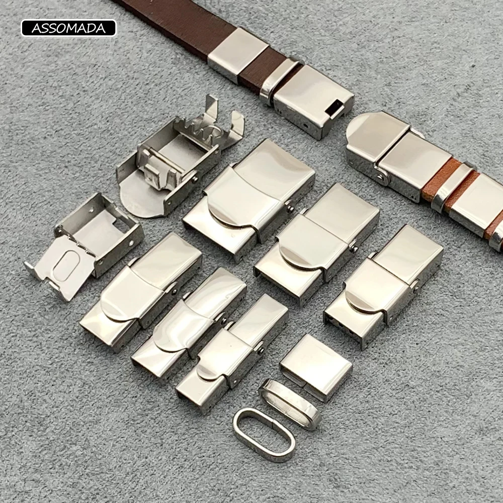 5/10pcs Stainless Steel Clasp For Leather Silicone Bracelet Crimp Jaw Hook Watch Band Clasp Connect Lace Buckle Jewelry Making