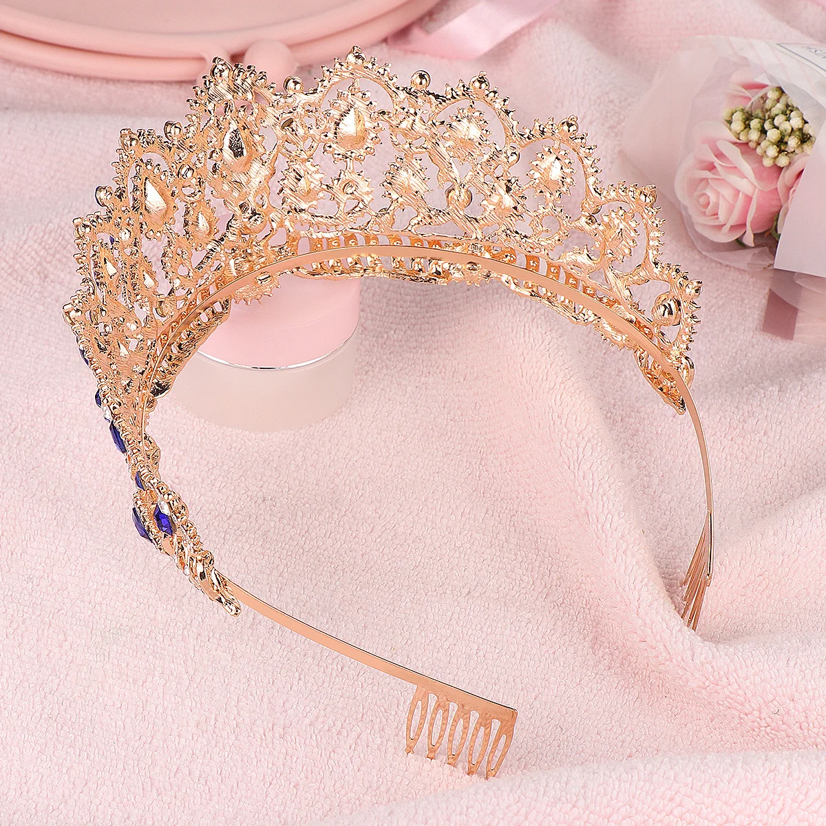 

Blue Water Drill Bride Crown Hair Tiara Bridal Hair Accessories for Women Party Wedding Queen Crown Headpiece