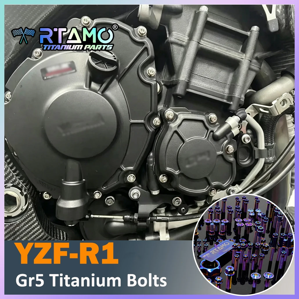 RTAMO Gr5 Titanium Bolts Front Footrest Bolt Yoke Nut Highstrength Bolt Fit for Yamaha YZF-R1 Modified