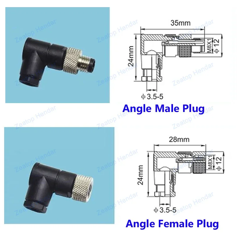 مسمار معدني M8 مع قابس زاوية مستقيم ، مقبس ذكور وإناث ، مقبس ، مستشعر طيران ، موصل مقاوم للماء IP67 ، 3 دبوس ، 4 دبوس ، 5 دبوس ، 6 دبوس ، 8 دبوس ، 1 #5