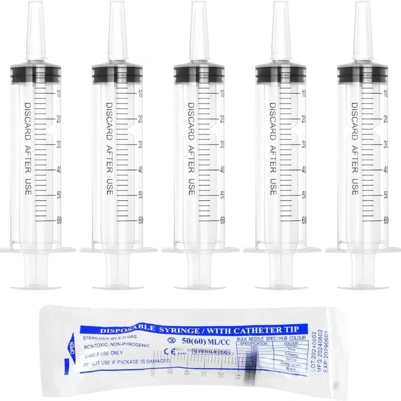 Jeringa de Plástico sin Aguja de 20ml, 60ml, 100ml para Hidroponía, Muestreador, Bomba de Aceite, Medicina, Alimentador de Mascotas, Herramientas de Jeringa para Nutrientes