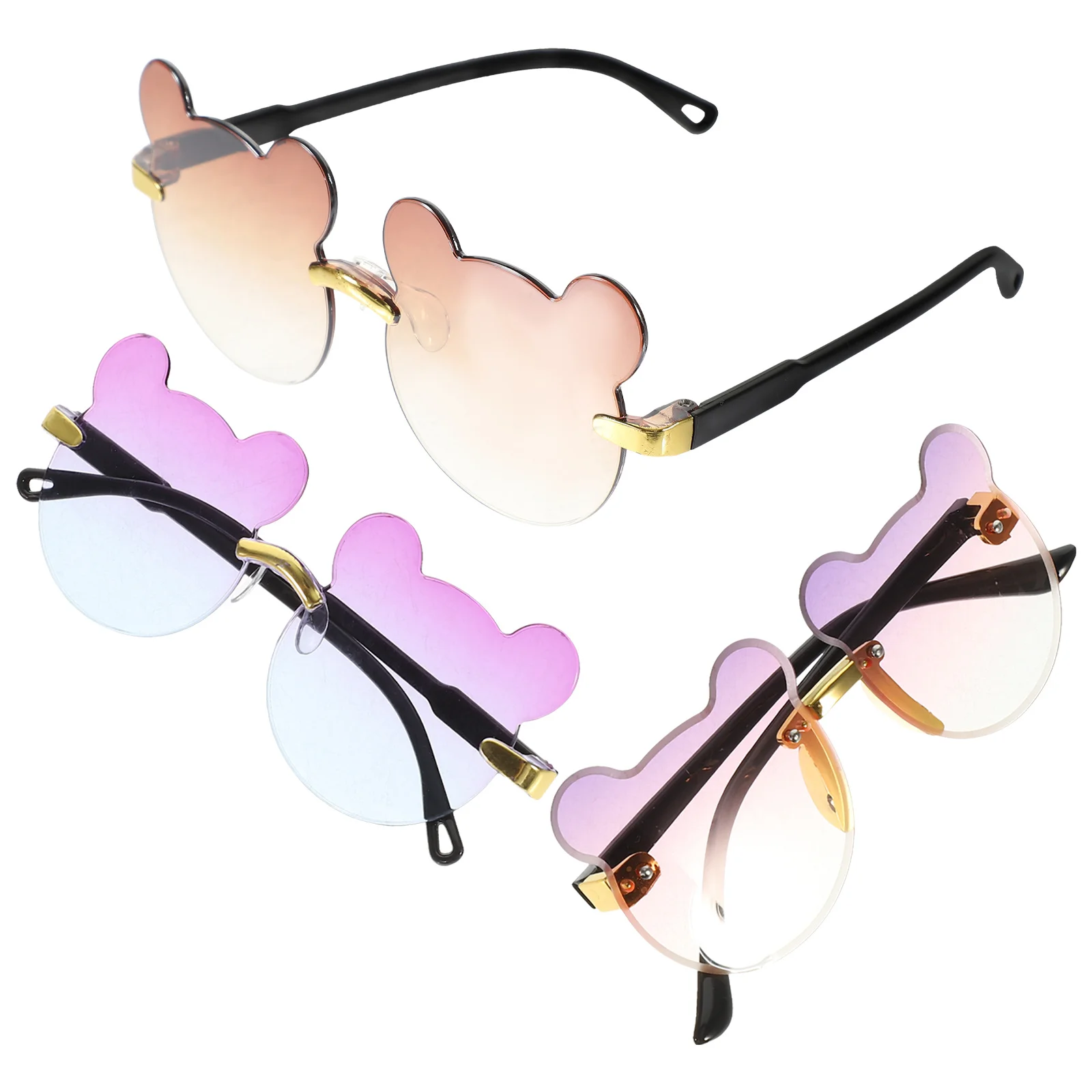 مجموعة نظارات الدب المكونة من 3 قطع، نظارات كرتونية متدرجة الألوان لإكسسوارات الحفلات، نظارات خفيفة الوزن ولطيفة #2