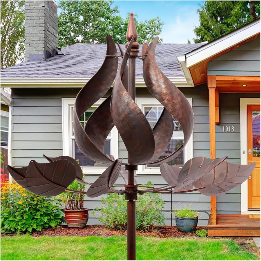 

Wind Spinners Outdoor - Large Tulip Metal Wind Spinners with Stake Garden Windmill Yard Spinner Lawn Decor 24" W x 75" H