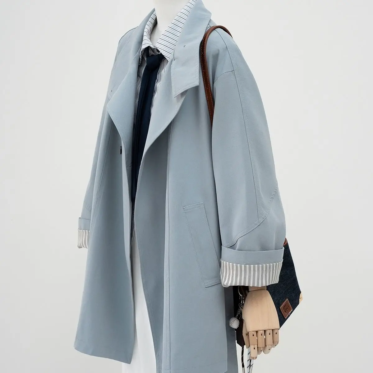 Manteau coupe-vent pour femmes, ample, col de costume, sangle, nouvelle collection printemps/été 2025