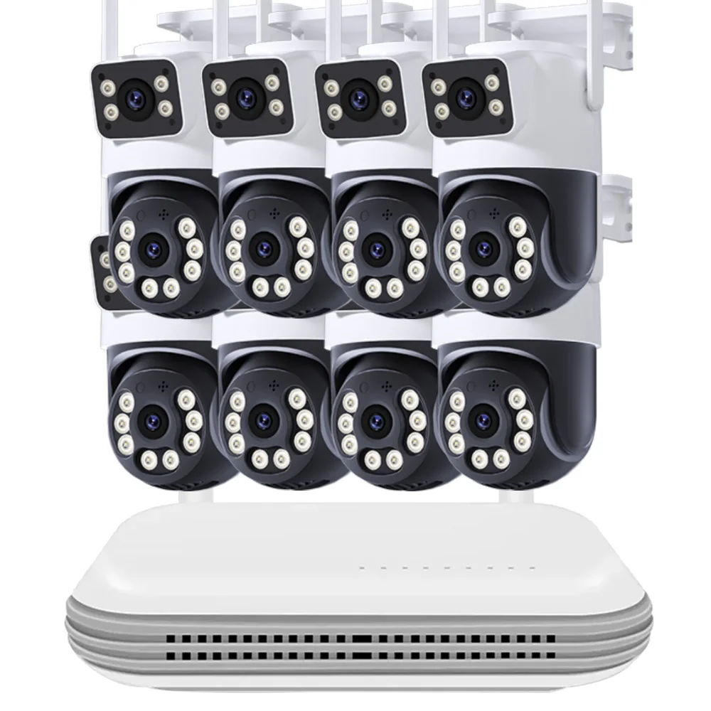 6MP XMEYE WiFi Surveillance System Dual Lens PTZ Two Way Audio Security Camera System 8CH NVR Video Surveillance Kit