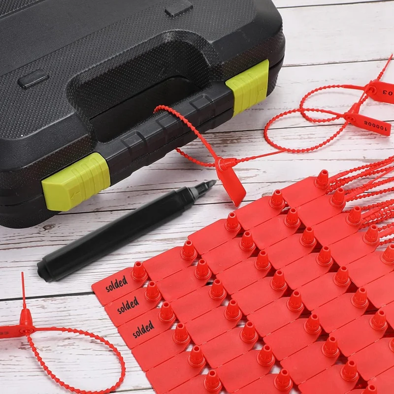 Etiqueta de extintor de incêndio selo número de segurança colar com zíper 250mm comprimento 2000 peças vermelho