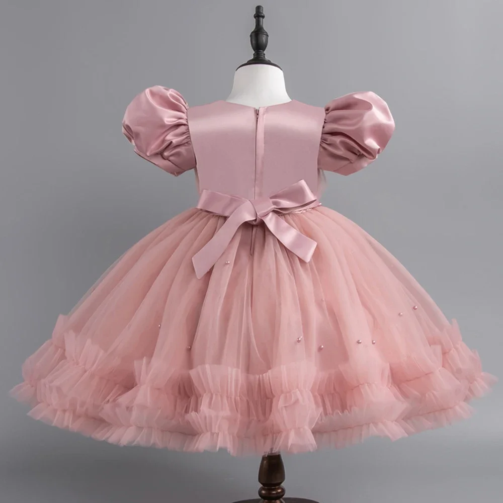 Little Baby Clothing Beading Girls Wedding Dress Kids Birthday Party Princess Gowns Children Wedding Ceremony Costume 1-5