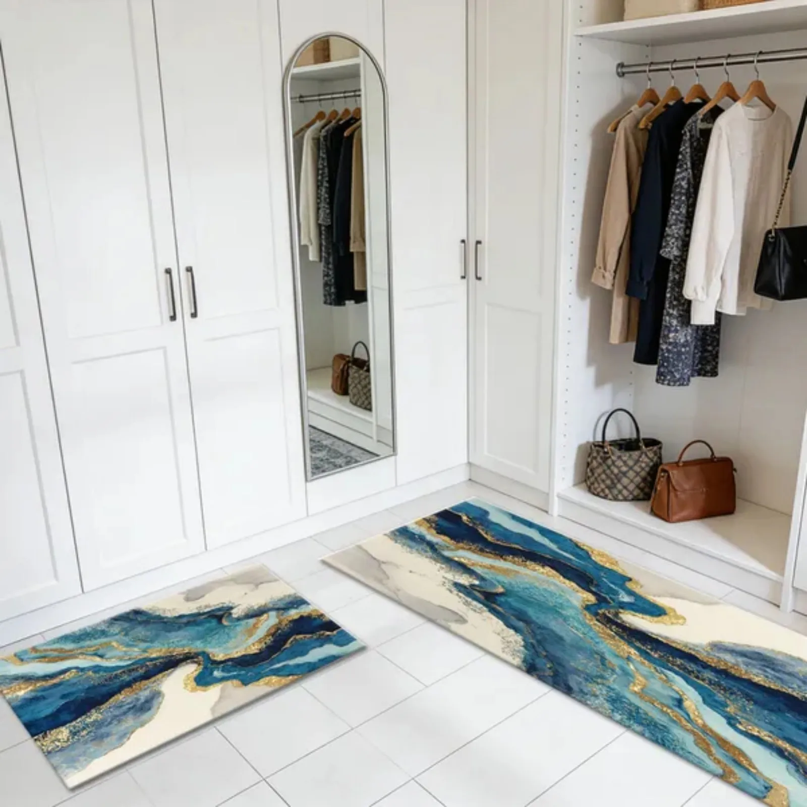 Three-piece kitchen rug set non-slip and washable abstract pattern kitchen hallway rug soft and comfortable, suitable for sinks, floorsentrances hallways and bathrooms