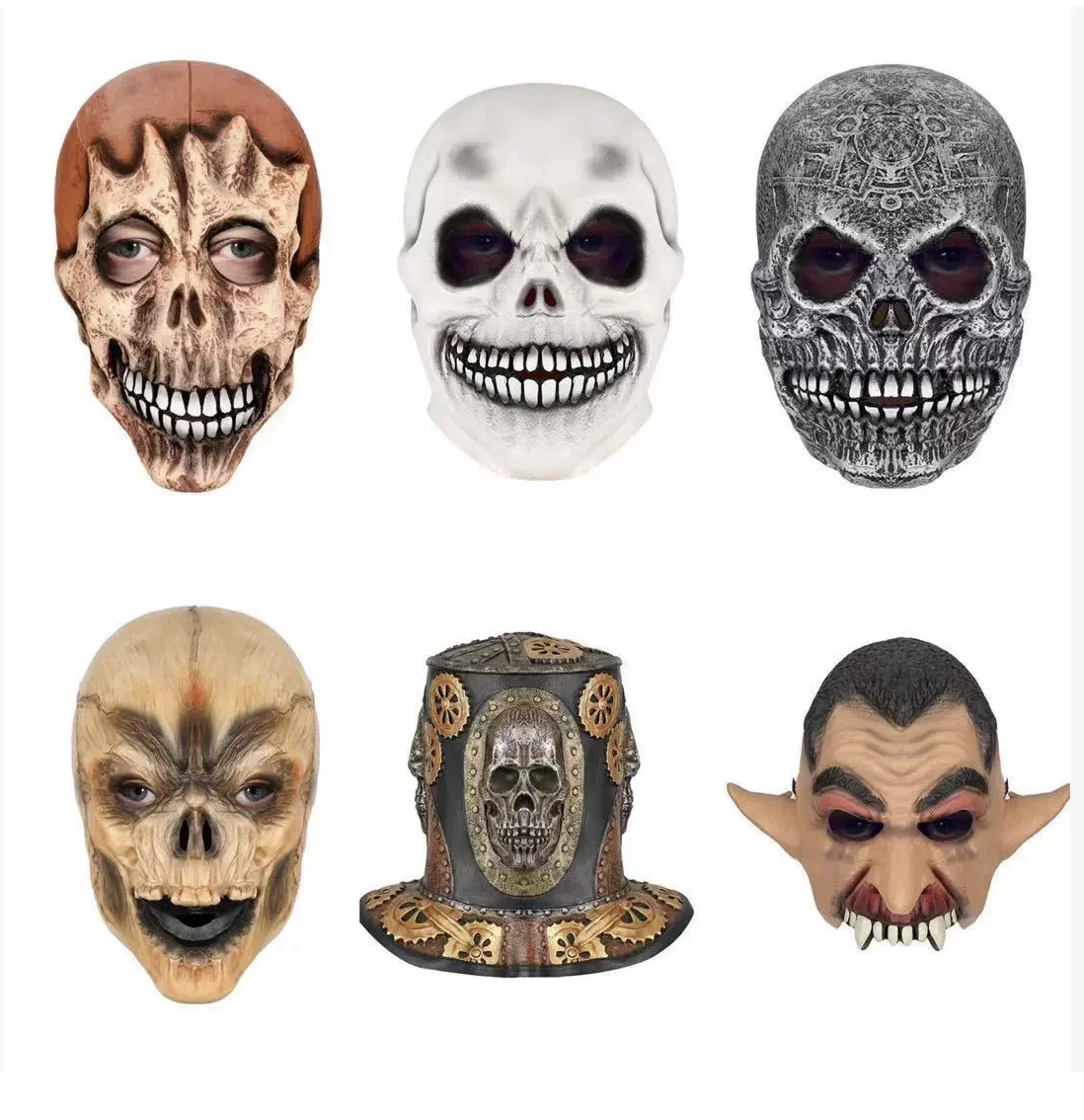 

1PC Horror Skull Head Cover Advanced Simulation Head Cover Latex Mask Holiday Costume Masquerade Props