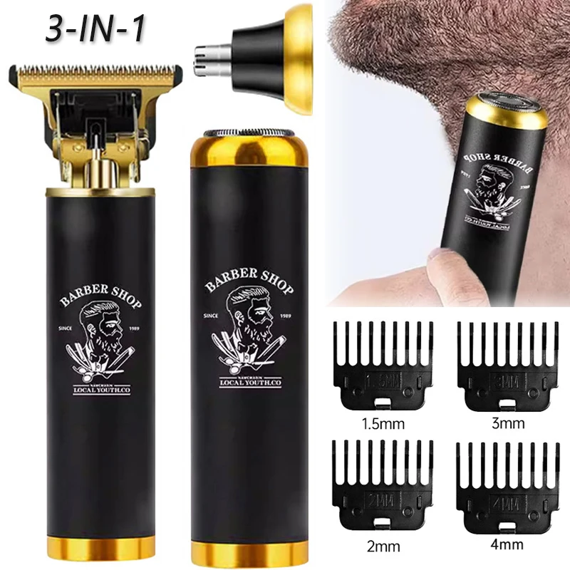 

T9 3-In-1 Men's Electric Shaver USB Rechargeable Nose Ear Hair Trimmer Family Travel Portable Beard Trimmer Beard Hair Removal