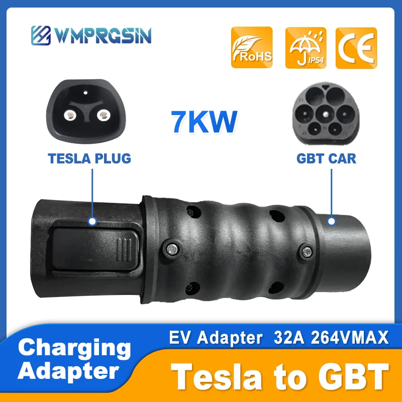 

For GBT car BYD JAC in Mexico national Tesla charging stations Electric Car 250V EV Charger 32A 7KW Tesla To GBT Adapter