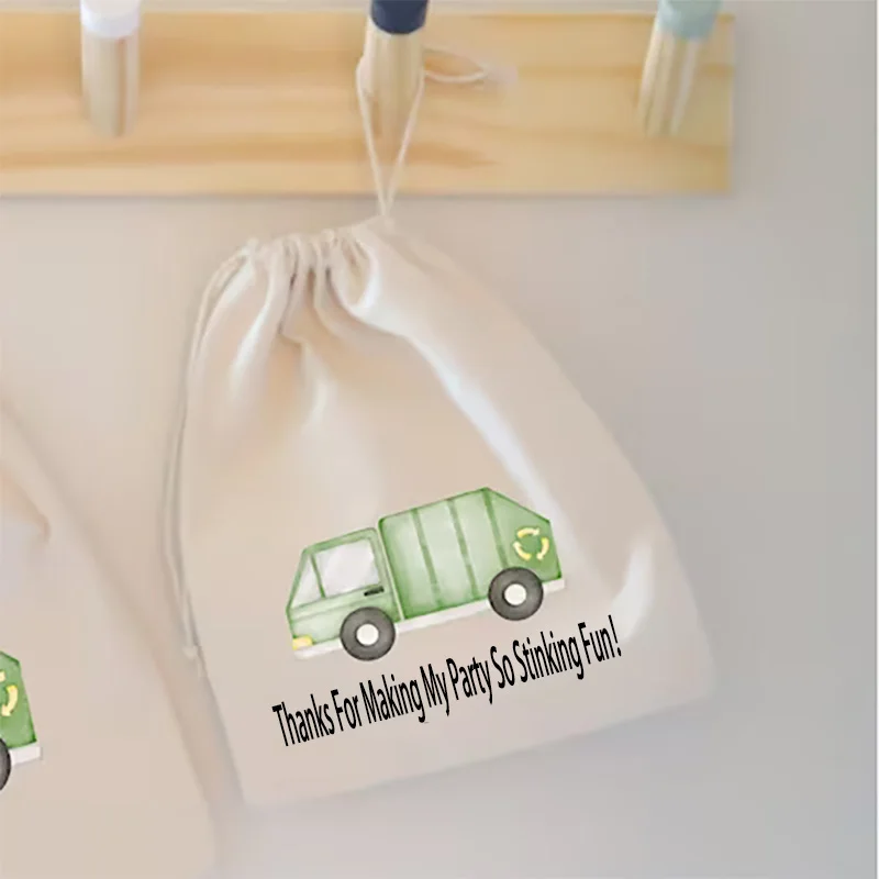 5pcs Garbage Truck gift bags kid boy girl 1st 2nd 3rd 4th 5th Trash Bash Happy birthday party decoration thank you welcome gift