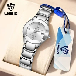 LIEBIG Fashion Golden Luminous Dispaly Quartz Watches Girl Luxury Full Steel Strap Waterproof Wristwatch Woman Clock Reloj Hombr