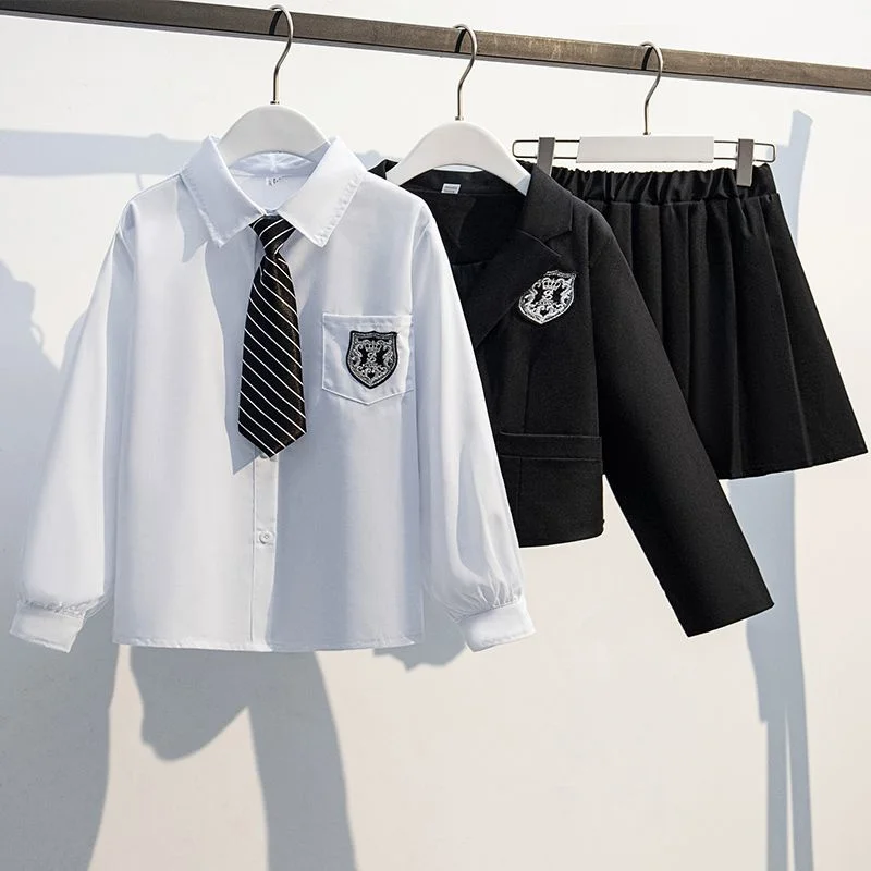 Children JK Suit Girls College Style Fashion Japanese School Uniform JK Suit Sailor Girl Blazer Clothes Set Jacket Skirt Blouse