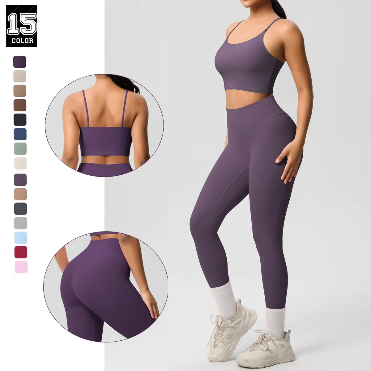 

2-х предметная одежда для йоги, женский спортивный костюм, спортивная одежда, костюм для пилатеса, фитнеса, тренажерный зал, одежда с эффектом пуш-ап, спортивный бюстгальтер, леггинсы, костюм