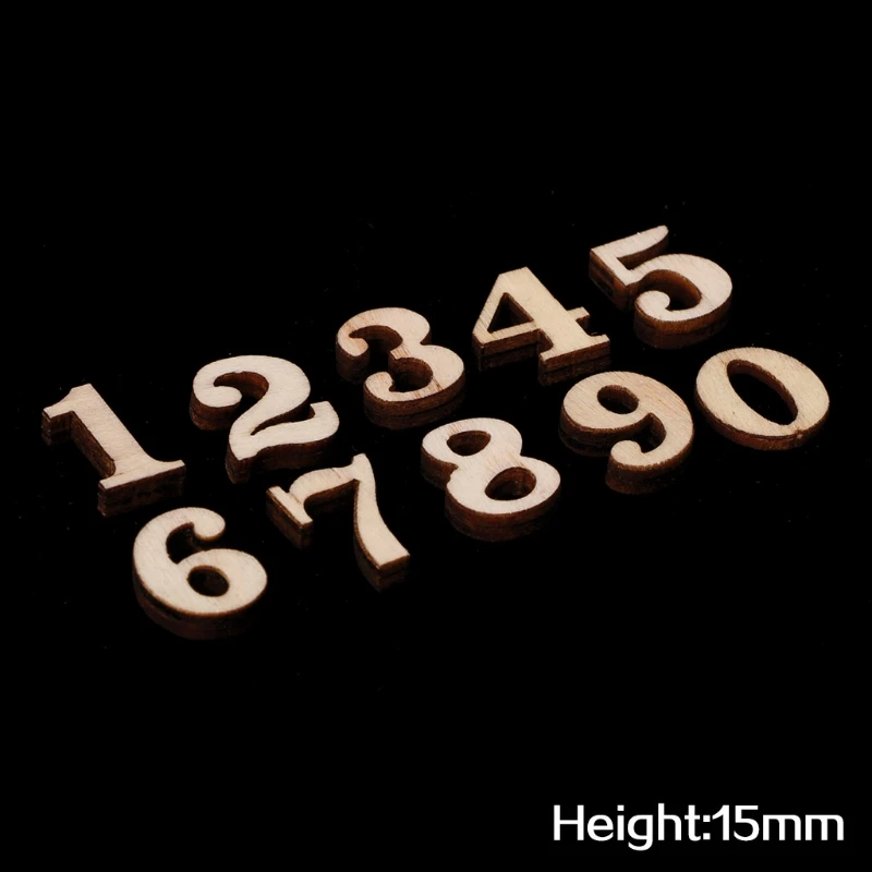 Wooden Numbers Embellishments Set of 100 Small Arab Number 15mm DIY Craft