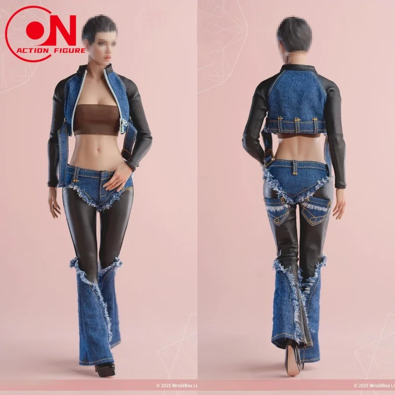 

Worldbox CA021 1/6 Scale Retro Patchwork Denim Suit High Heels Clothes Model Fit 12'' AT203 AT210 Female Soldier Action Figure