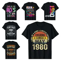 women Vintage 43th Birthday Gift T Shirts Awesome Since May 1980 Born in May 1980 T-Shirt Funny Birthday Greeting Party Tops
