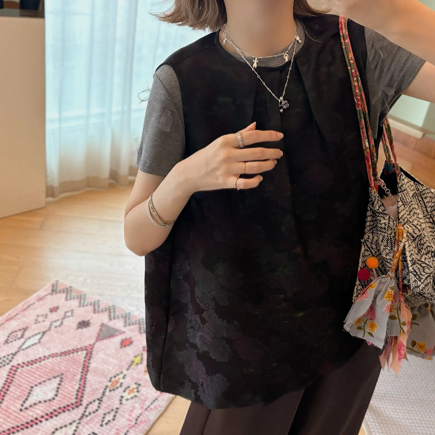 

Vimas High-End Silk adient Dyeing 3D Embroidery Xiaoan irt Korean Sle Commute Faion Women's Premium Silk Blouse