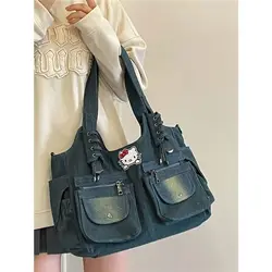 Borsa originale Sanrio Hello Kitty borsa a tracolla retrò di grande capacità di moda coreana lacci per scarpe piccola borsa a tracolla per pendolari fresca