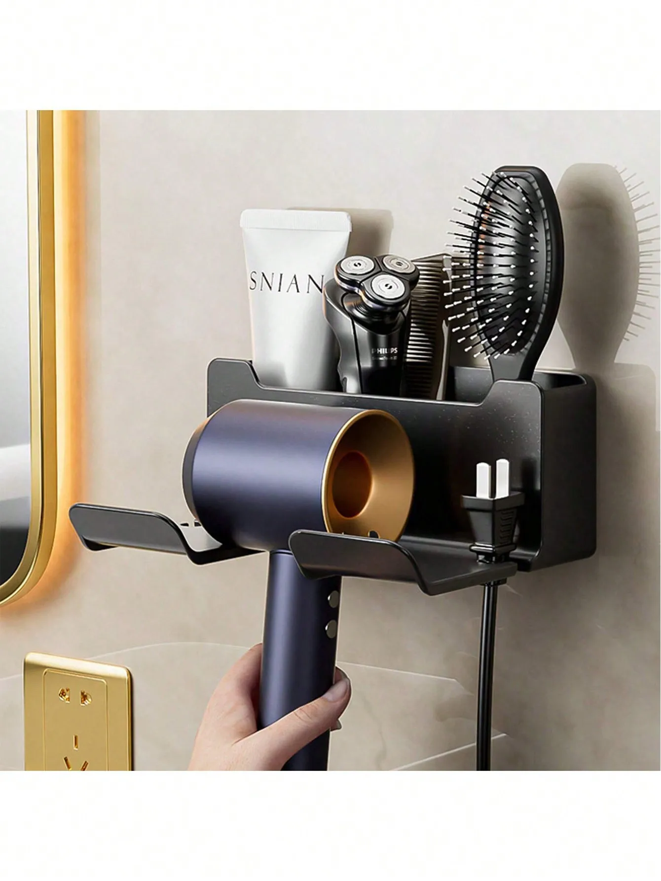 Hair Dryer Holder Wall Dryer Cradle Straightener Stand Hairdryer Organizer Box Toilet Blower Holder Shelf Bathroom Accessories