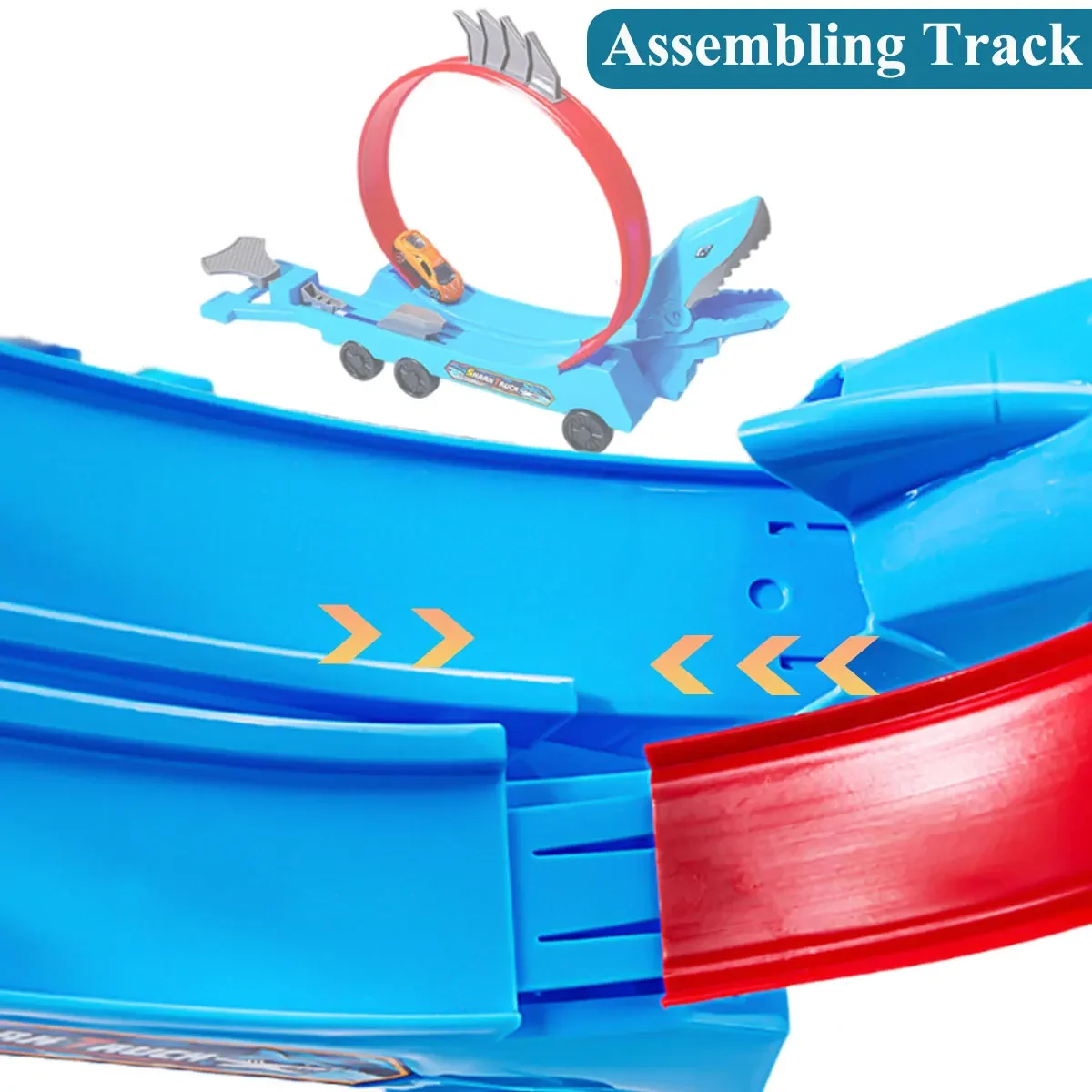 Giocattolo ferroviario scorrevole Squalo Binario assemblato fai-da-te Veicoli da gioco per bambini Giocattoli educativi per ragazzi Regalo Dinosauro Track Car