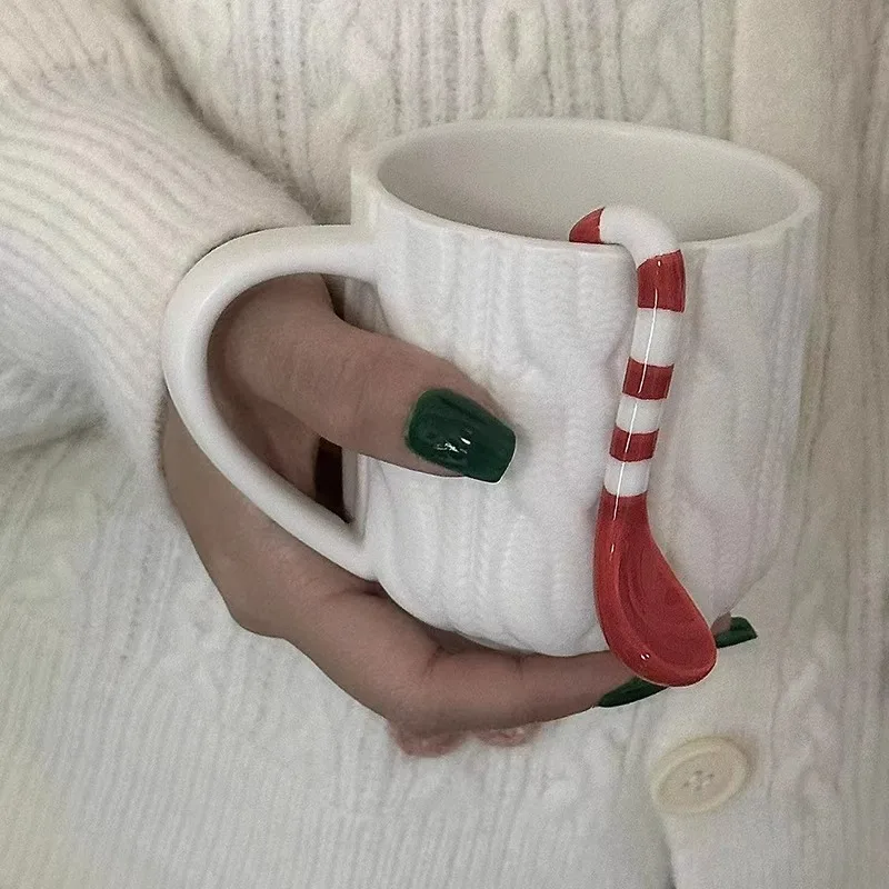 

Nordic INS Christmas Coffee Cup Art Feeling Woolen Pattern Mug Women's Creative Home Water Cup Personalized Ceramic Cup Gift