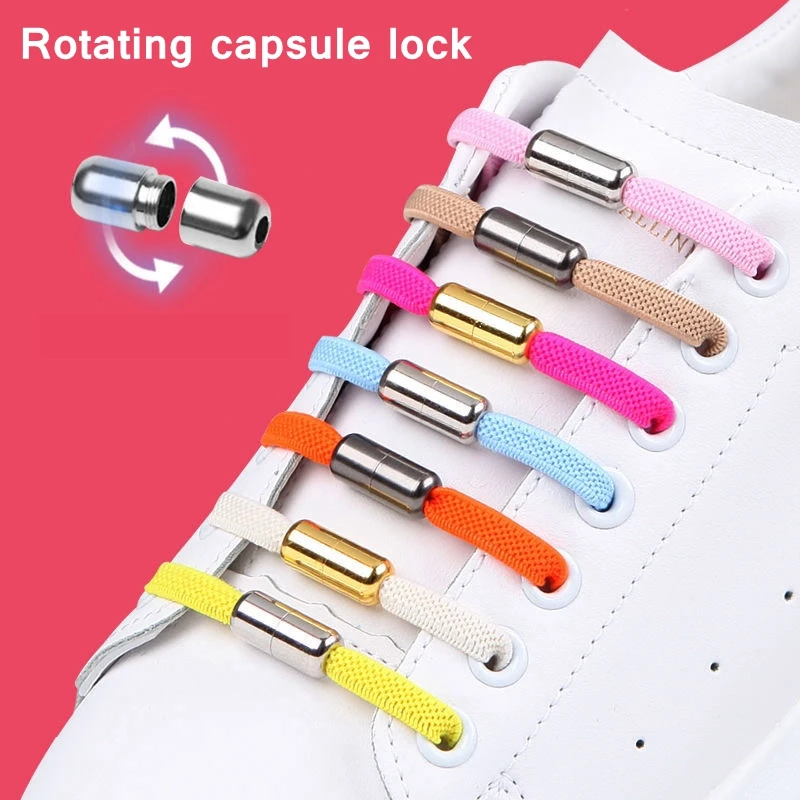 Classic Rubber Shoelaces Without Ties Elastic Laces Sneakers No Tie Shoelaces Capsule Lock Quick Lazy Laces Shoes Accessories