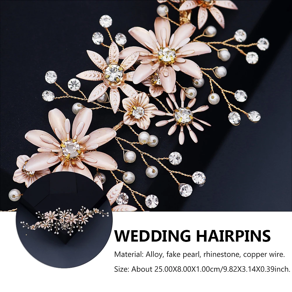 

Pearl Crystal Hair Pins Women Barrettes Alloy Bobby Clips Wedding Party Hair Accessories Lightweight Durable Simulated Flower