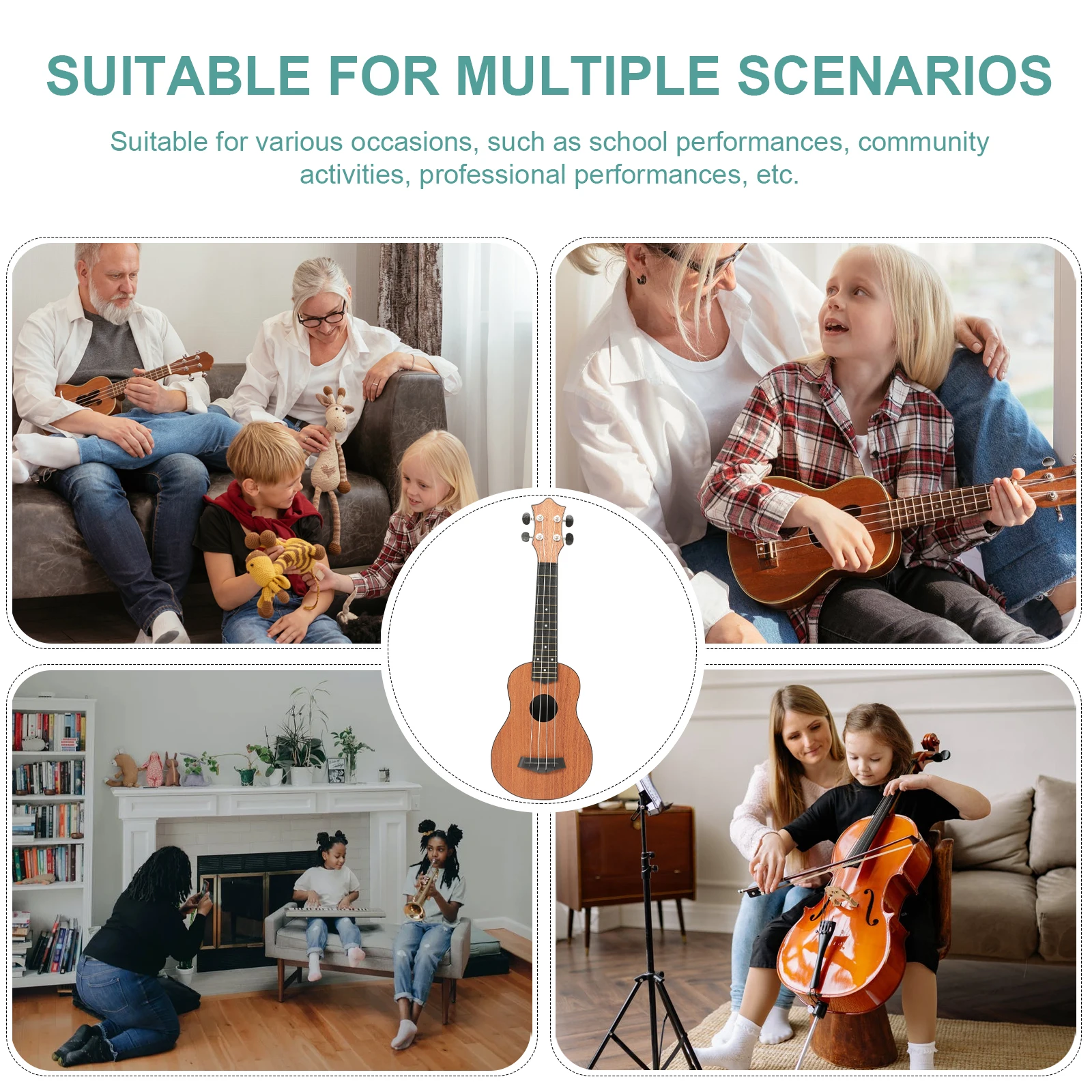 

Premium Wooden For Kids Beginners Safe Polished Surface Fret Board Stringed Instrument Child Playing Musical Education Tool