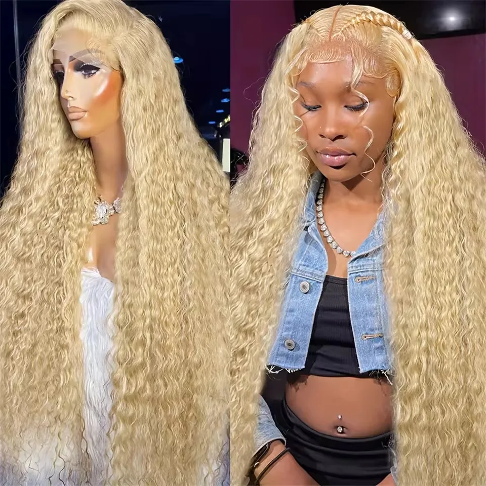 

200 Density Honey Blonde Wig Human Hair 13x6 13x4 Hd Lace Deep Wave Frontal Wig 40 Inches Curly Hair For Brazilian Woman'S Hair