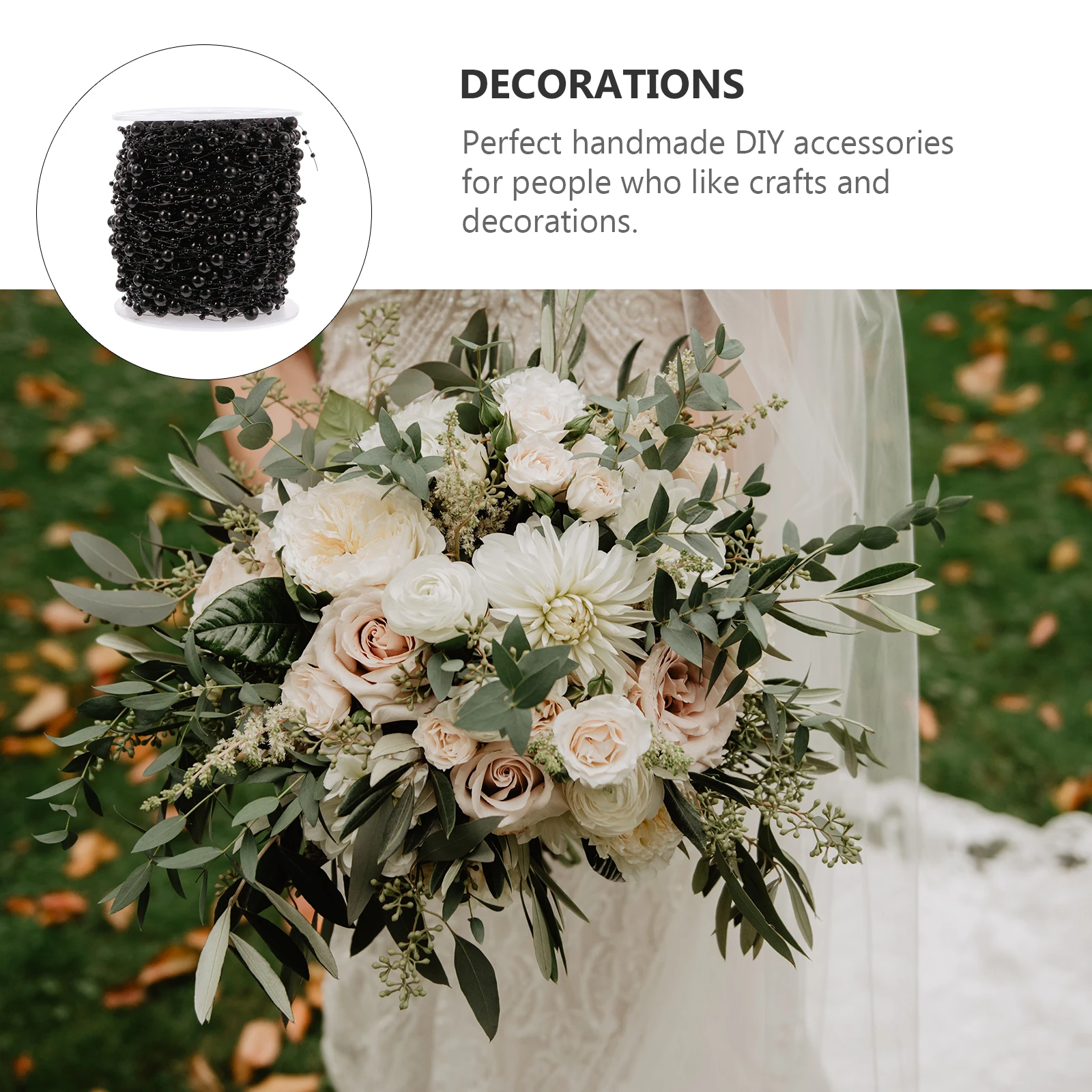 60M Artificial Beads String For Stunning Bouquets And Centerpiece Decorations, Perfect For Handcrafted Accessories