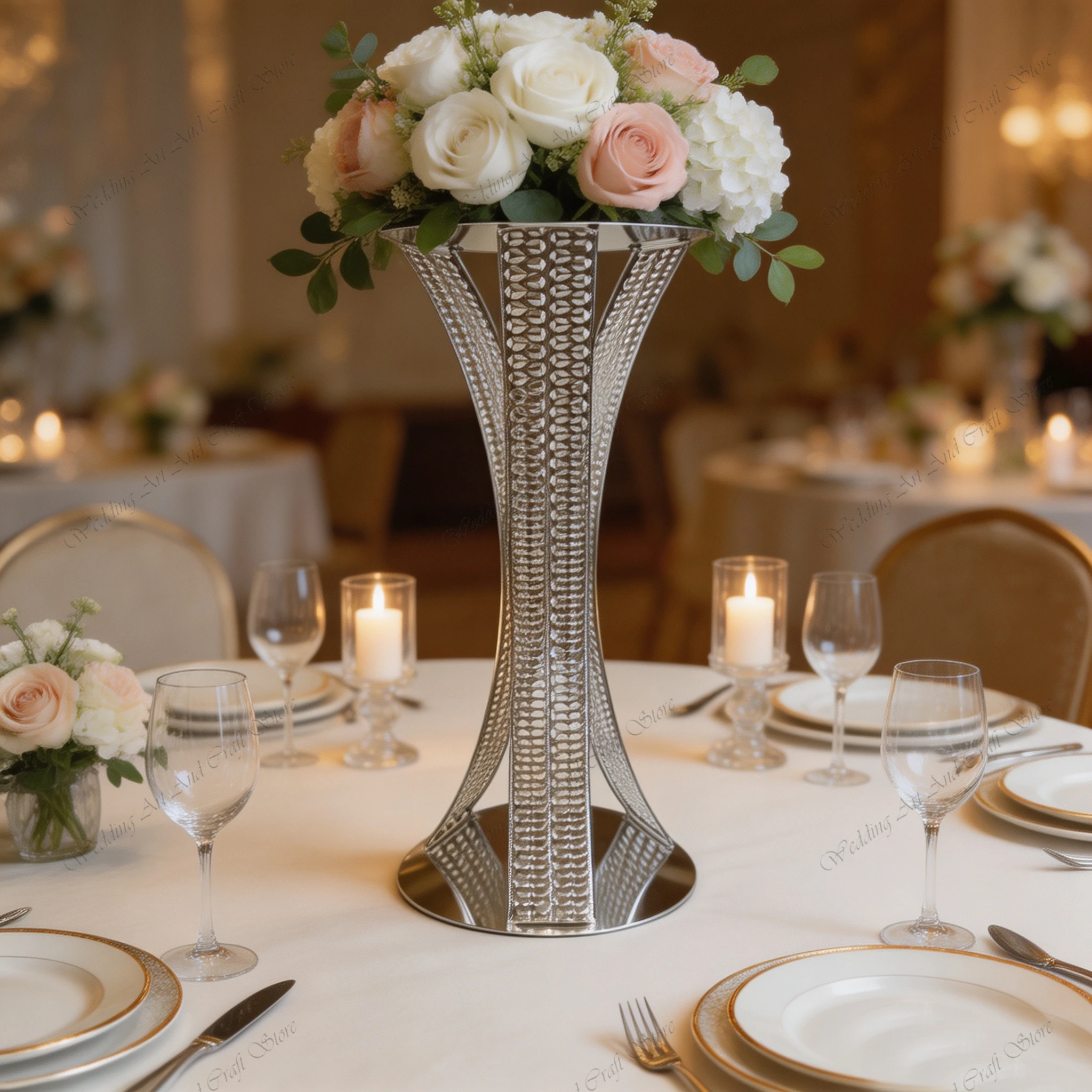 1set 60-80-100cm f30 Gold /Silver Metal Hollow Carved Flower Stand Floral Pillar Wedding Table Centerpieces Event Decor ivy1236