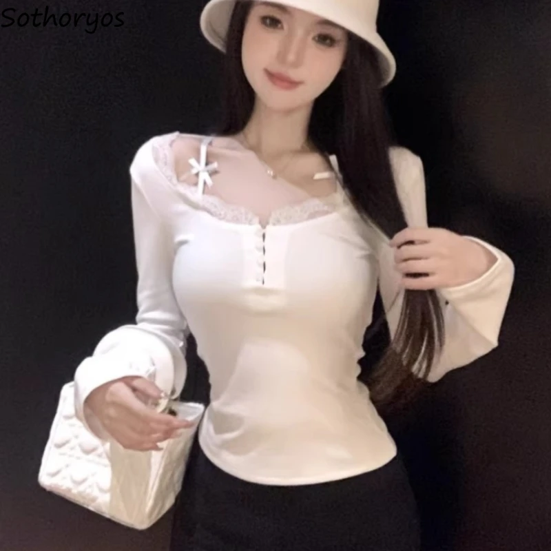 Fake 2 Pcs Sleep Tops Women Sexy Slim Inner Tops Hotsweet Soft Home Casual Aesthetic Korean Style All-match Long Sleeve Clothing