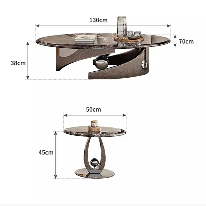 Metal Nordic Coffee Table Living Room Luxury Aesthetic Elegant Sofa Table Round Minimalist Table Basse De Salon Decoration