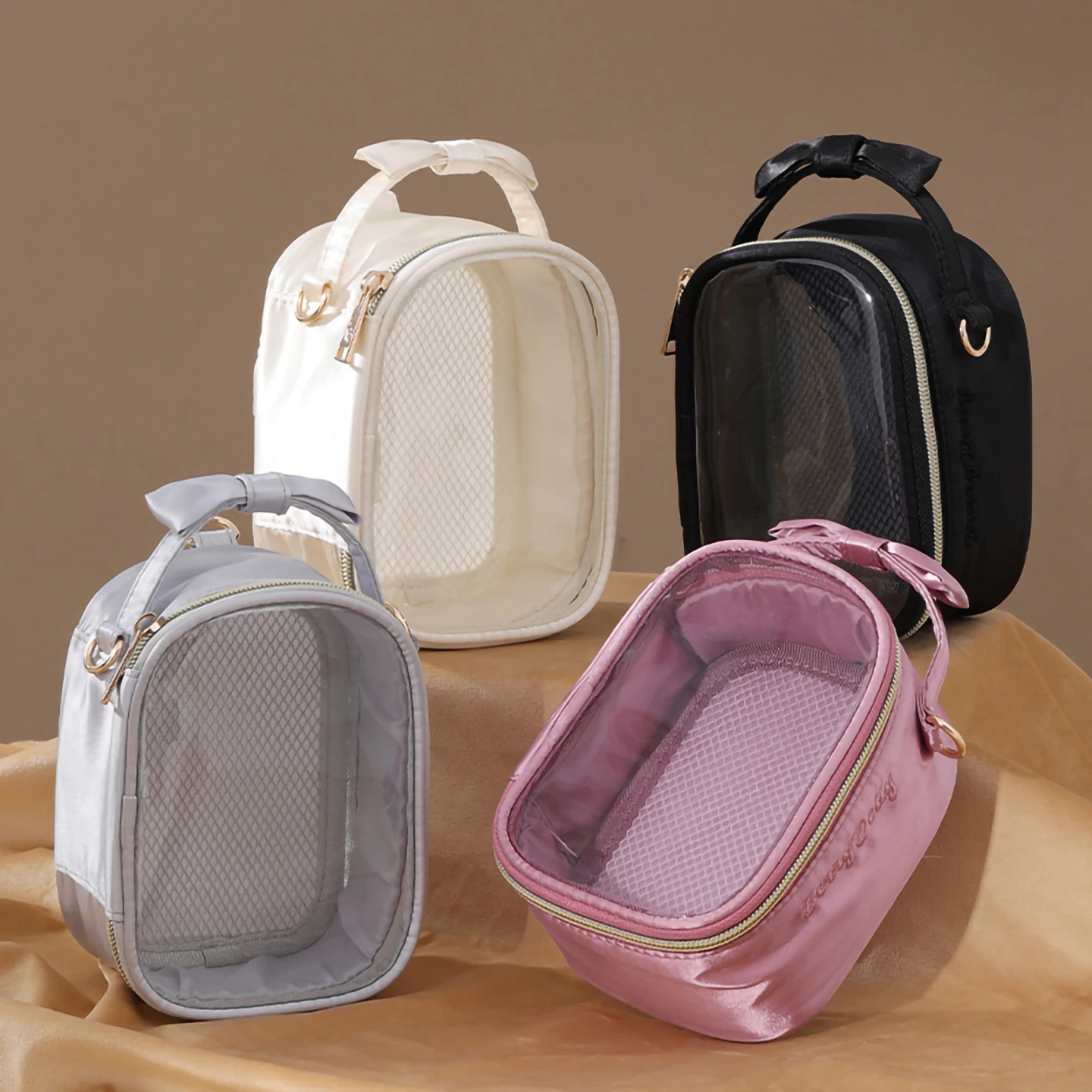 LIBOER милая сумка с бантом Ita со съемной пластиной-вставкой, двойная прозрачная сумка-мессенджер с окнами, женская маленькая сумка через плечо