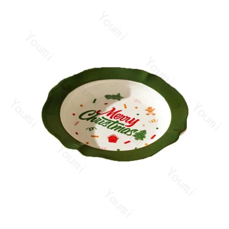 Creative Christmas Tree Ceramic Plate Set High End Restaurant Dessert Plates Breakfast Delicious Salad Plate Exquisite Tableware