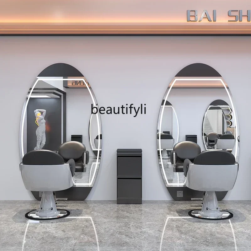 

smt7486 новая парикмахерская, зеркало для волос из нержавеющей стали со светлым полом, парикмахерская, туалетный столик ss 7486